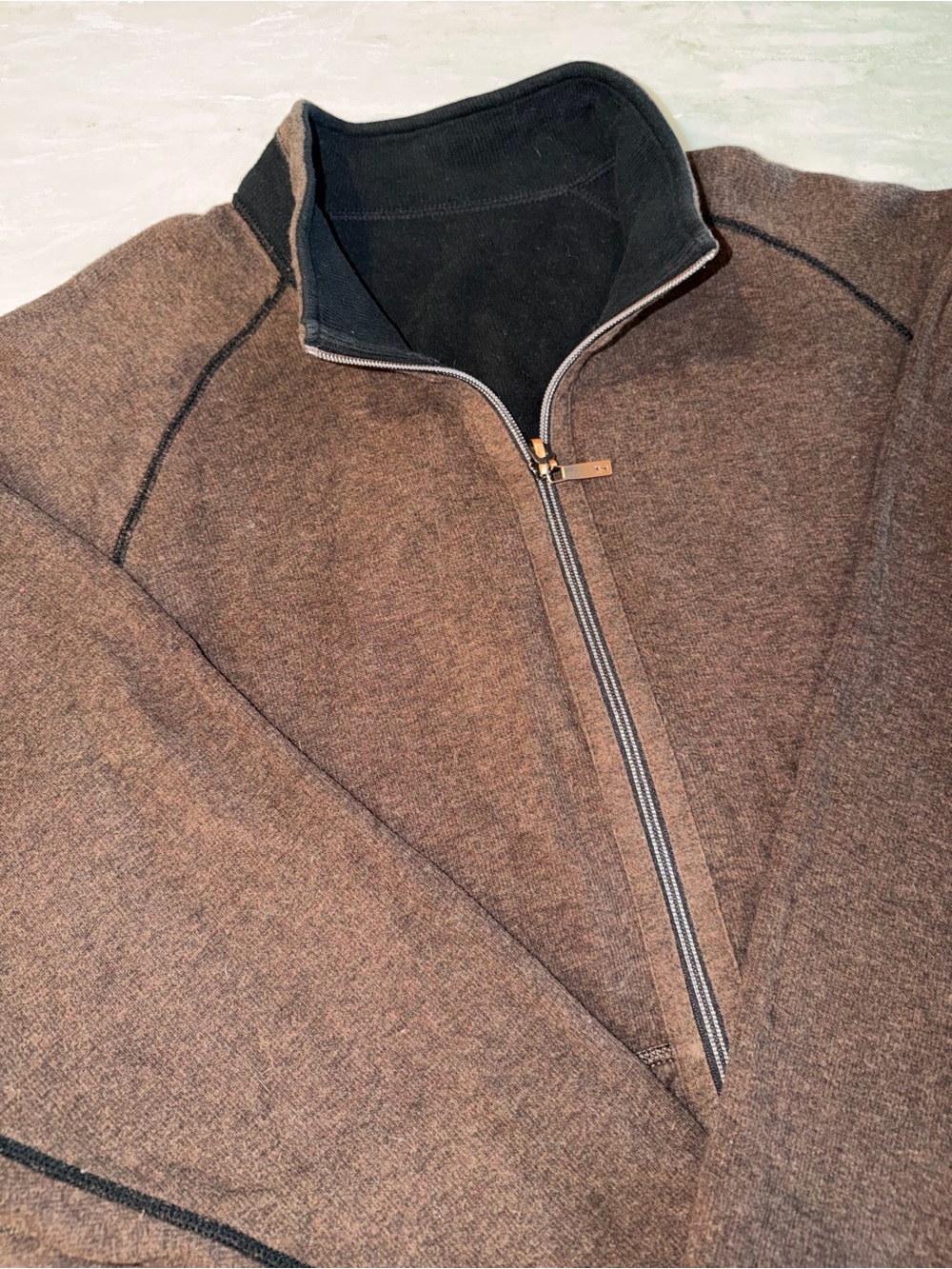 Tommy Bahama Men’s Brown/Black Reversible Fleece Jacket Estimated XL